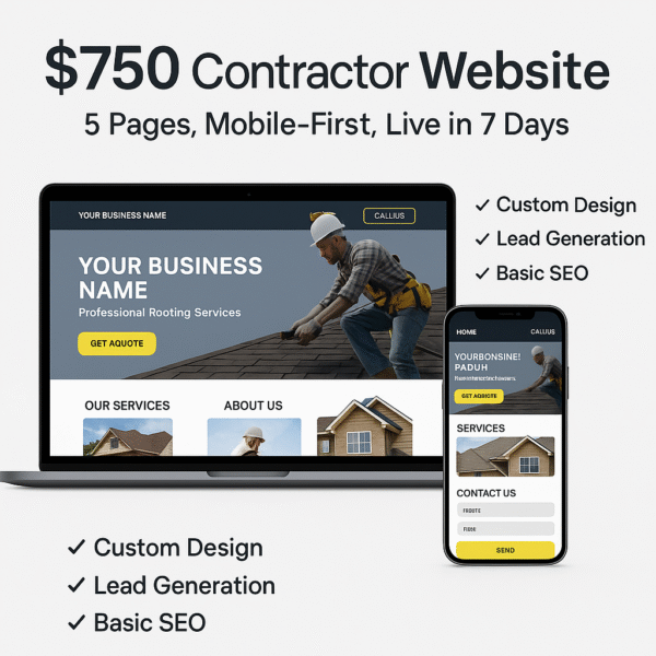 $750 Contractor Website — 5 Pages, Mobile-First, Live in 7 Days