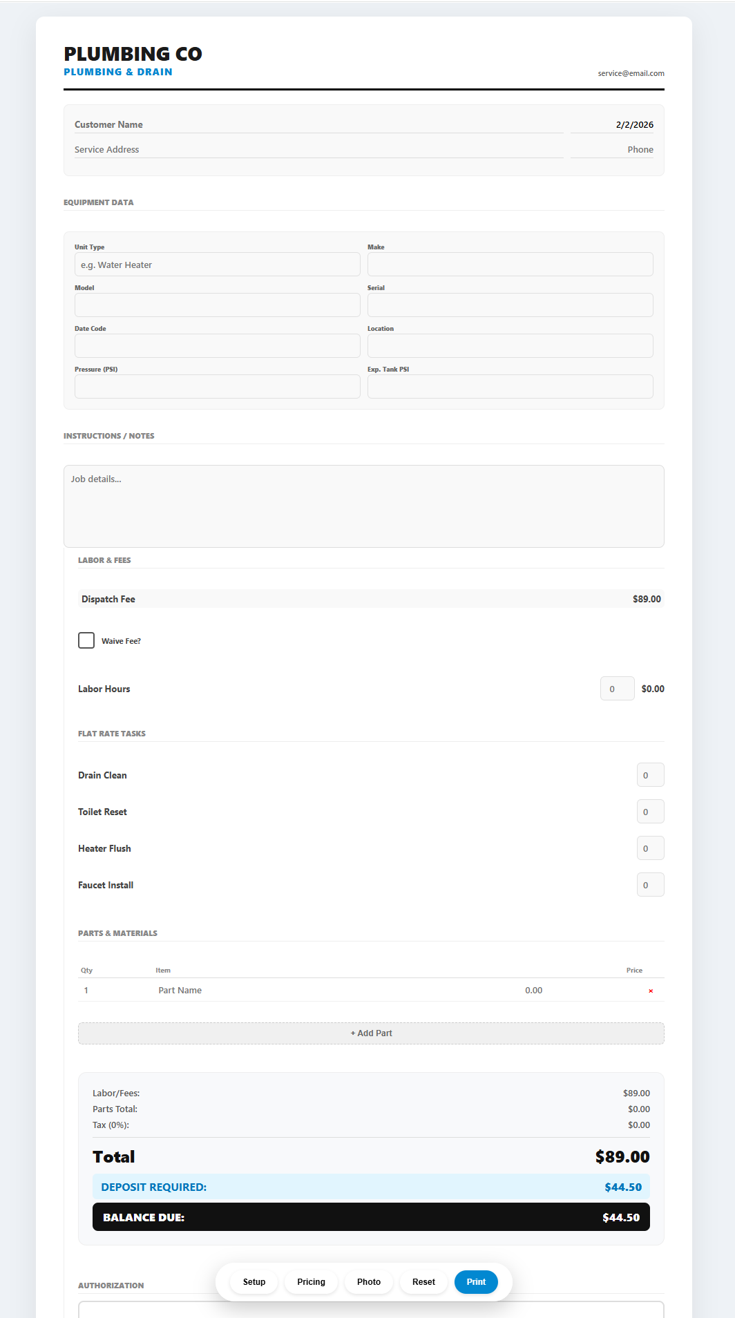 Plumbing Estimator Software